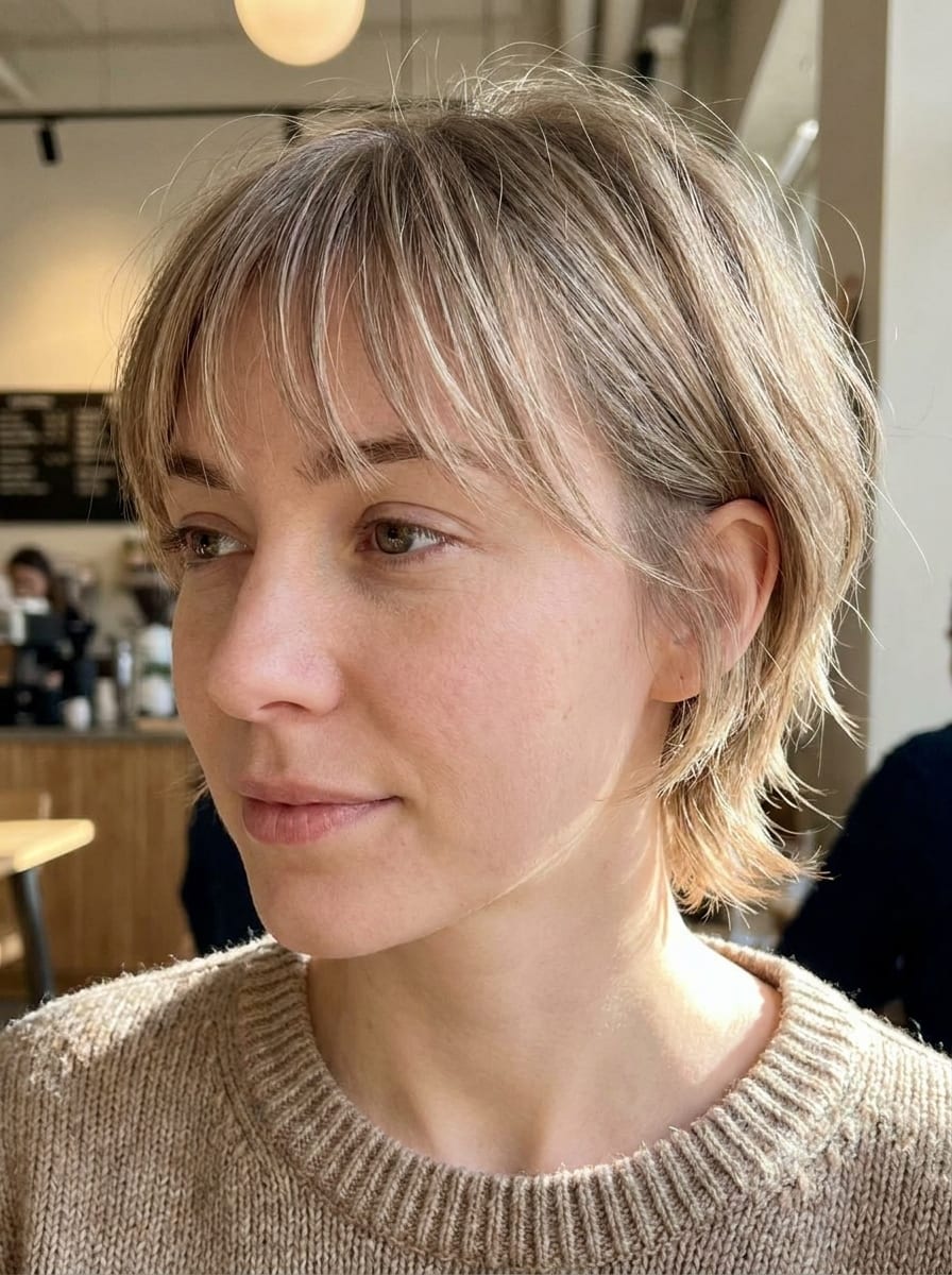 Bixie mit Seitenscheitel - Bixie Cut für Frauen
